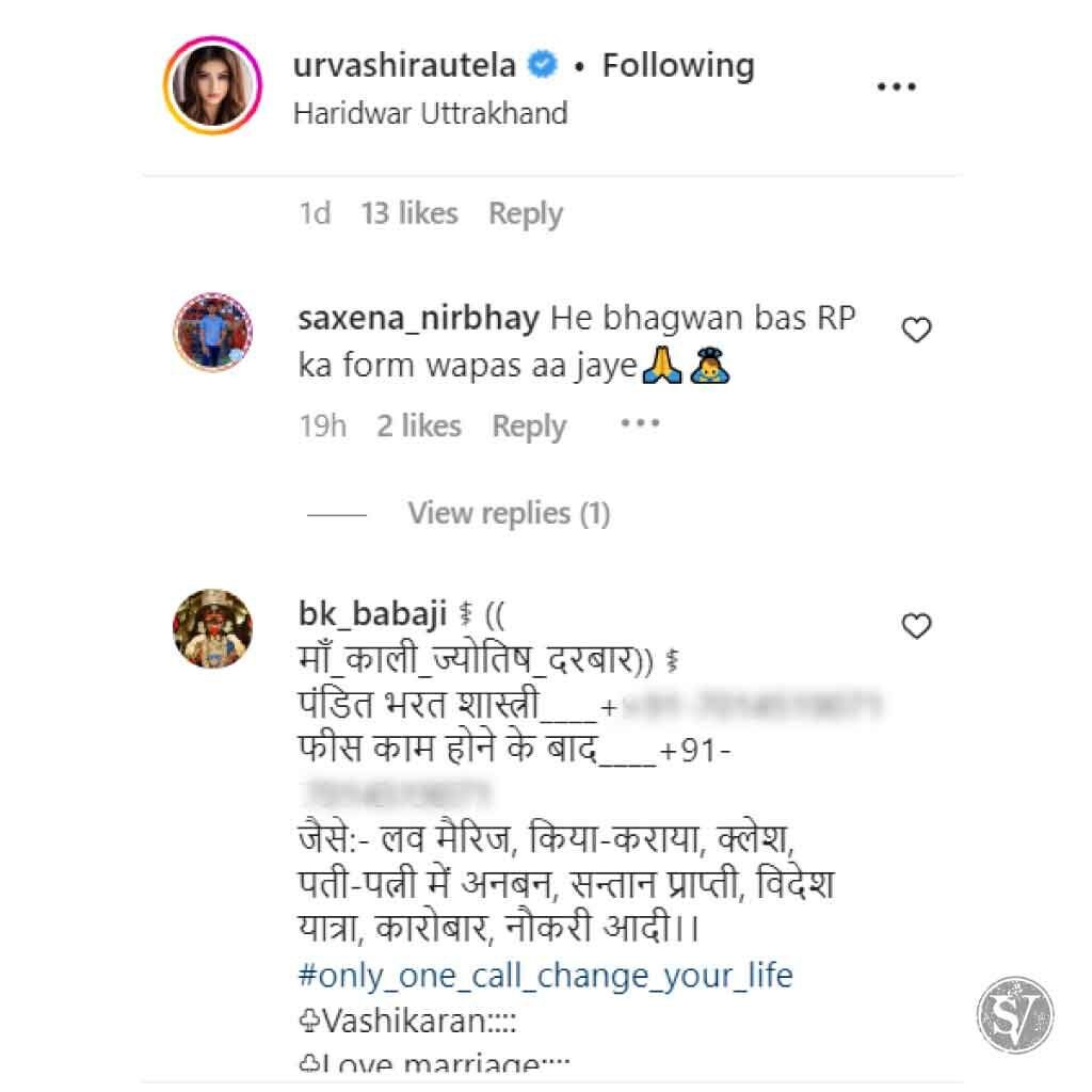 Fans react to Urvashi